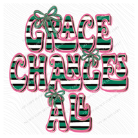Grace Changes All Retro Stripes, Bows & Foil Digital Design, PNG