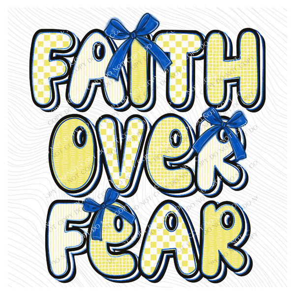 Faith Over Fear Groovy Patterns, Bows & Foil Digital Design, PNG