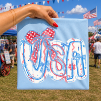 USA Glitter and Bows Patriotic Digital Design, PNG