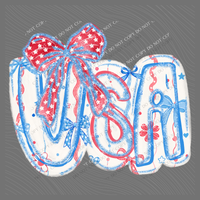 USA Glitter and Bows Patriotic Digital Design, PNG
