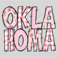 Oklahoma Strawberry Doodle Patch Digital Design, PNG