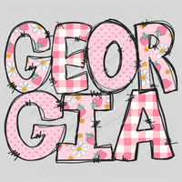 Georgia Strawberry Doodle Patch Digital Design, PNG