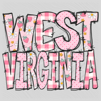 West Virginia Strawberry Doodle Patch Digital Design, PNG