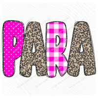 PARA Leopard Glitter, Gingham & Dot in Bright Pink Digital Design, PNG