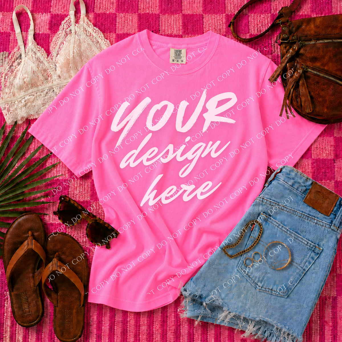 Blank Mockup, Comfort Colors 1717 Neon Pink