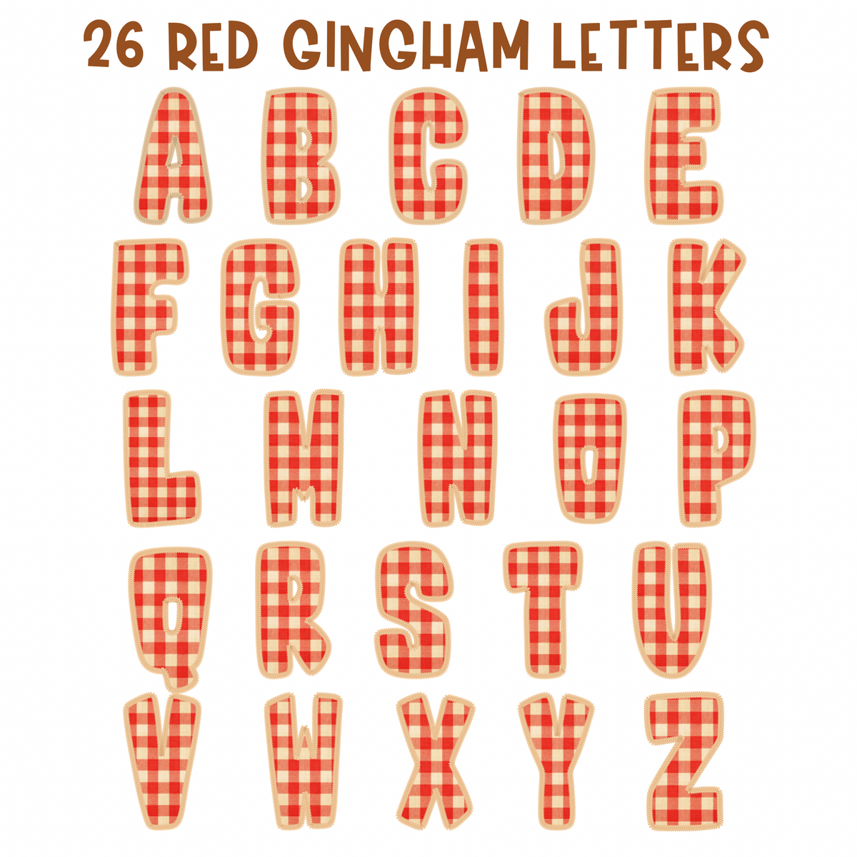 Denim & Gingham Stitched Alphabet Set | PNG Alphabet Letters Only
