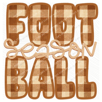 Football Season Brown Gingham & Stitches Digital Design, PNG