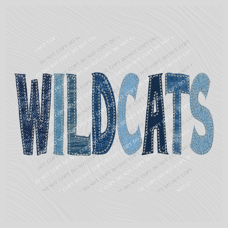 Wildcats Denim Patch Stitched Digital Design, PNG