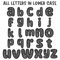 Vintage Black Embroidery Glitter Alphabet Set | PNG files Alphabet Letters, Digital Art, PNG Only