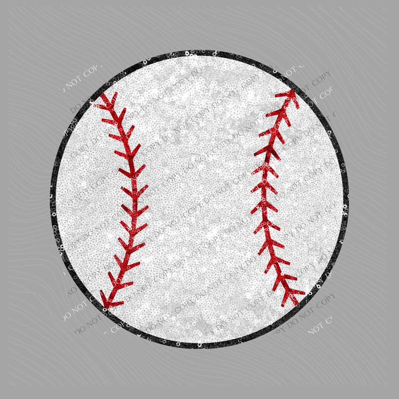 Baseball in Faux Sequin Digital Design, PNG