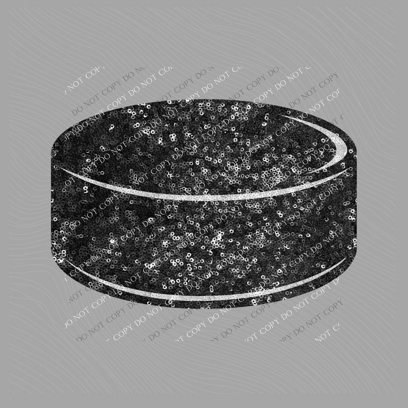 Hockey Puck in Faux Sequin Digital Design, PNG