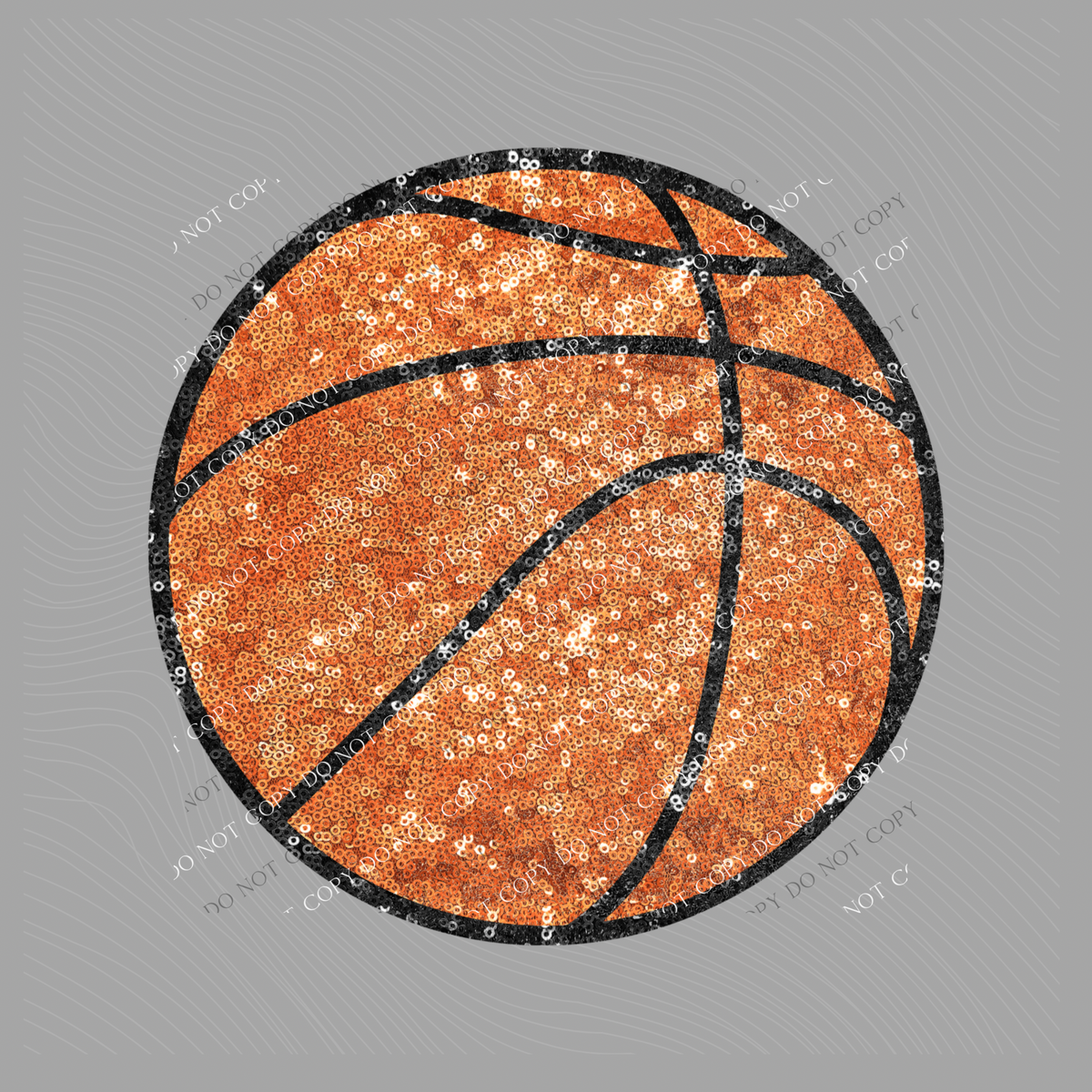 Basketball in Faux Sequin Digital Design, PNG