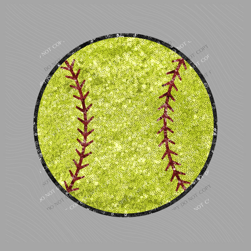 Softball in Faux Sequin Digital Design, PNG