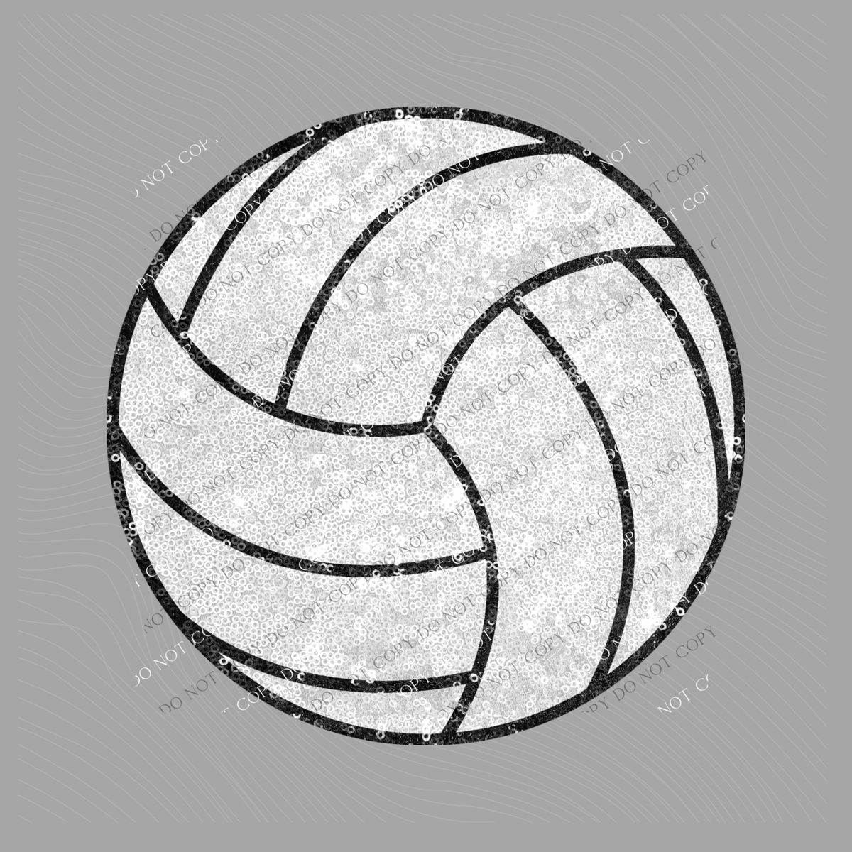 Volleyball in Faux Sequin Digital Design, PNG