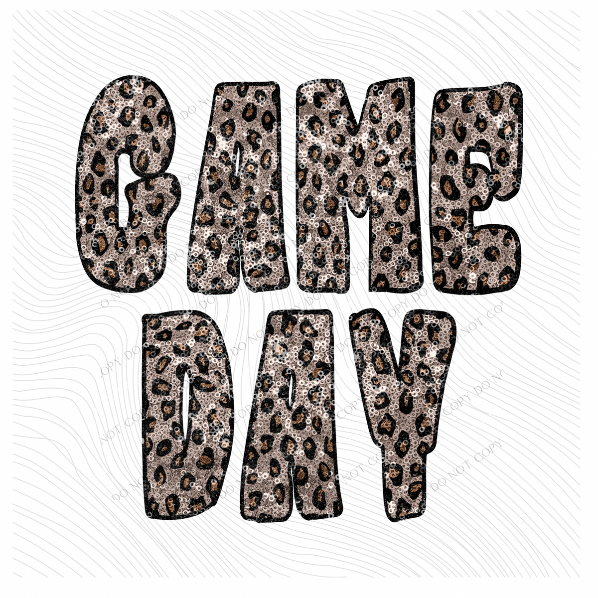 Game Day Retro Faux Sequin with Outline Digital Design in Columbia Leopard Print & Black, PNG