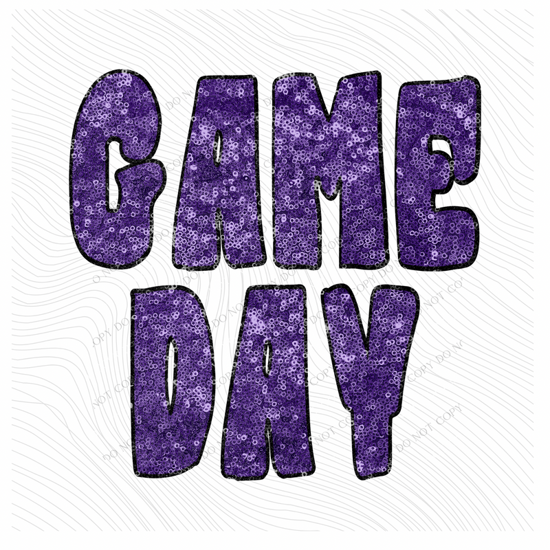 Game Day Retro Faux Sequin with Outline Digital Design in Columbia Purple & Black, PNG