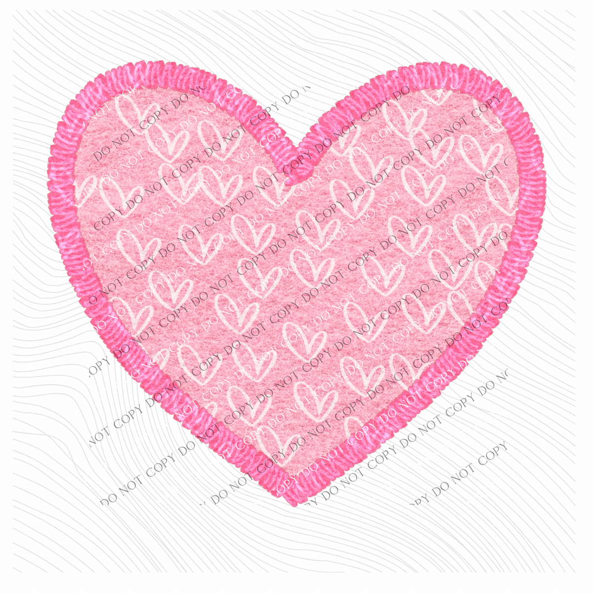 Heart Faux Embroidery Felt with Little Hearts in Pinks Valentine Digital Design, PNG