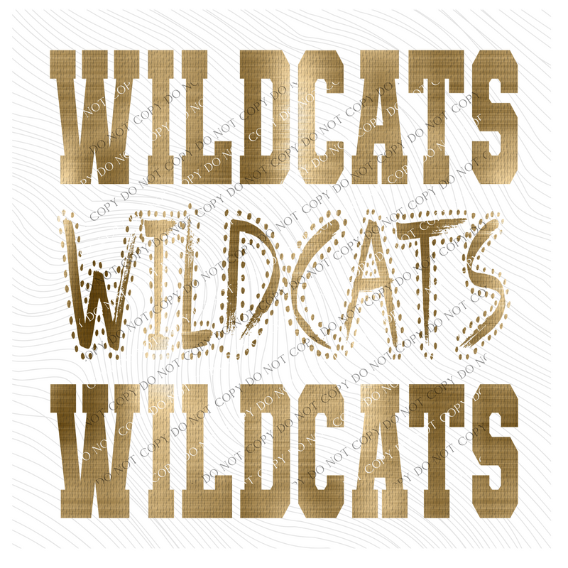 Wildcats Varsity Polka Dot Texture Foil Gold Digital Design, PNG