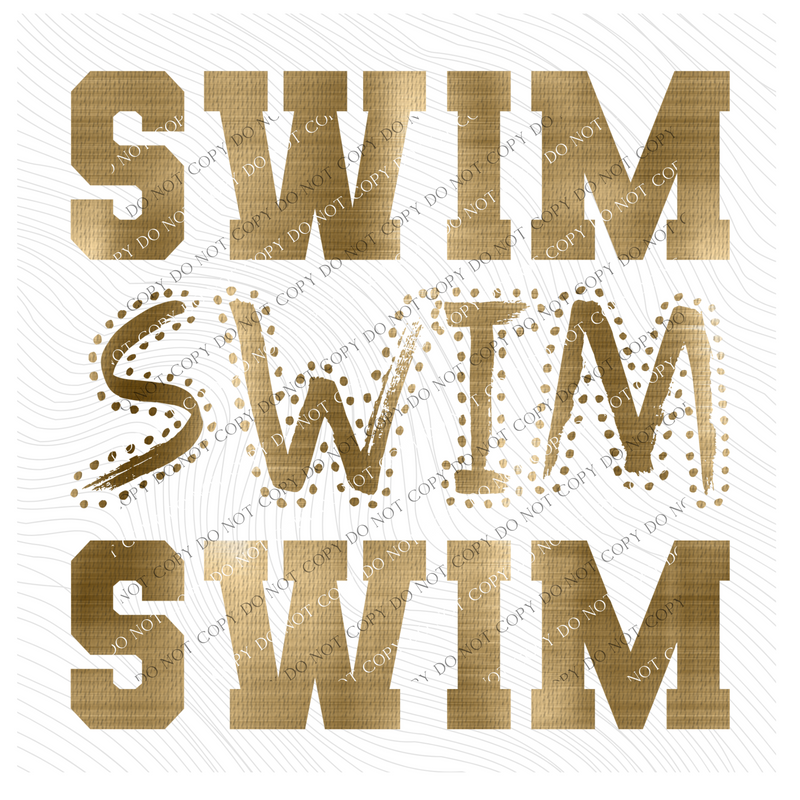 Swim Varsity Polka Dot Texture Foil Gold Digital Design, PNG