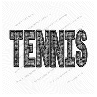 Tennis Faux Embroidery Diamonds Bling in Black Digital Design, PNG