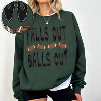 Falls Out Balls Out Football Knit Stitch in Black Digital Design, PNG