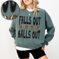 Falls Out Balls Out Football Knit Stitch in Black Digital Design, PNG