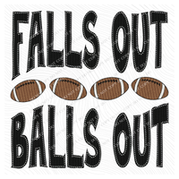 Falls Out Balls Out Football Knit Stitch in Black Digital Design, PNG