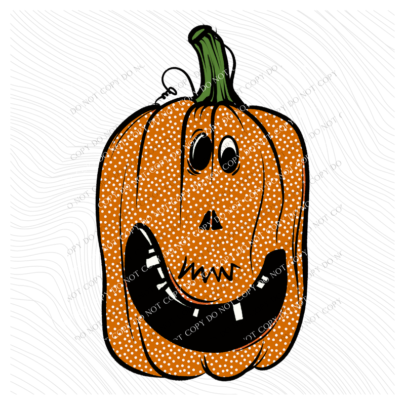 Cute Polka Dot Pumpkin Digital Design, PNG