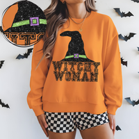 Witchy Woman Glitter Witch Hat Digital Design, PNG