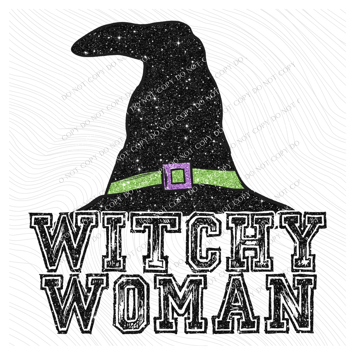 Witchy Woman Glitter Witch Hat Digital Design, PNG