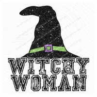 Witchy Woman Glitter Witch Hat Digital Design, PNG
