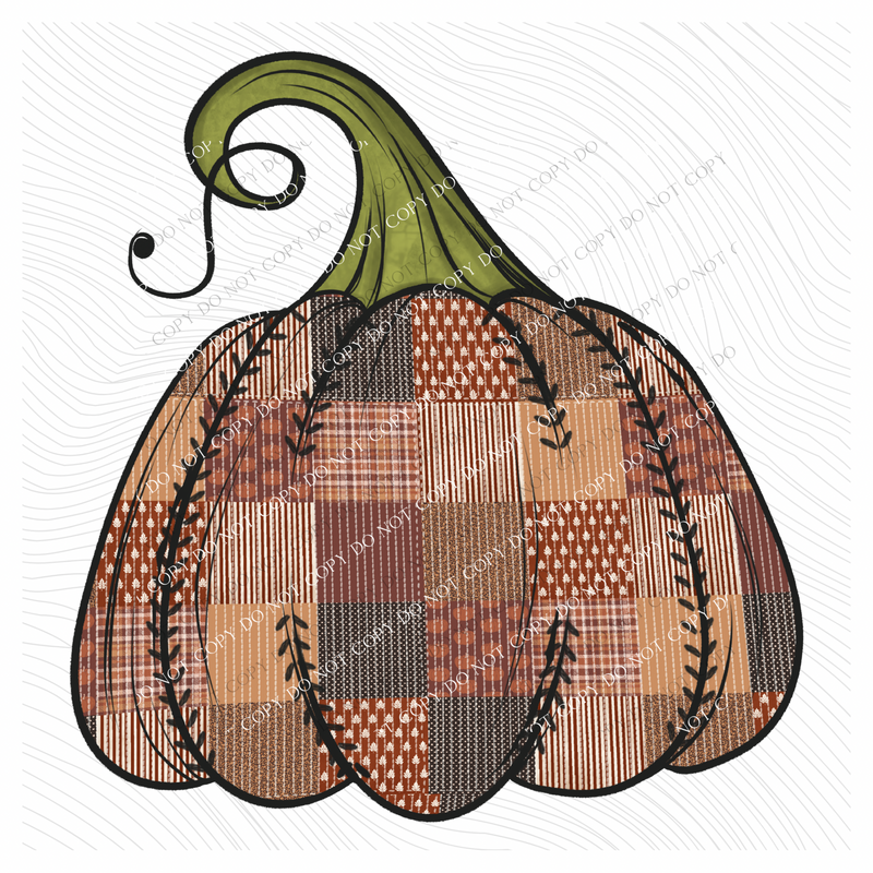 Quilted Fall Pumpkin in Browns Digital Design, PNG