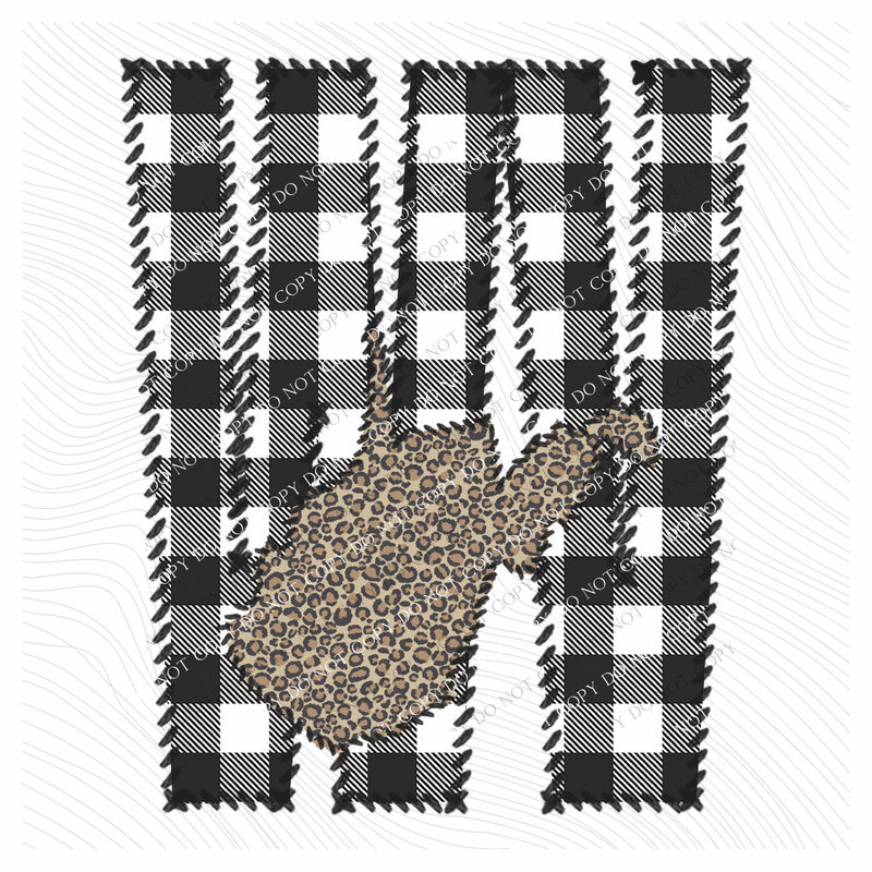 West Virginia WV Stitched Buffalo Plaid & Leopard State Patch Digital Design, PNG
