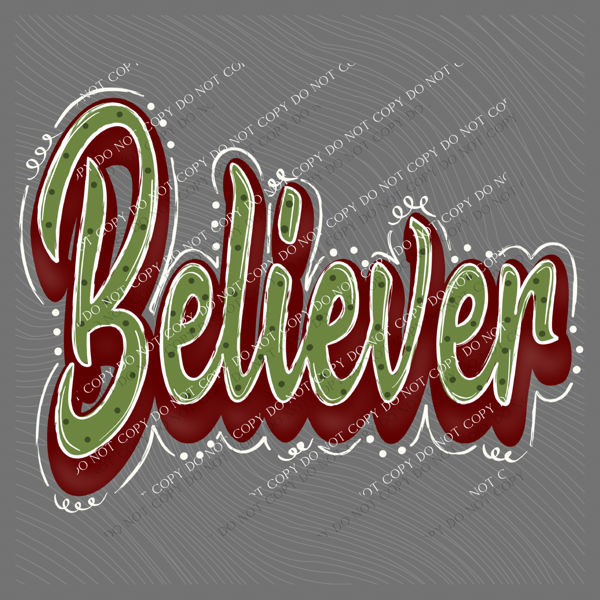 Believer Retro Shadow Doodle Digital Design, PNG