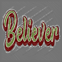 Believer Retro Shadow Doodle Digital Design, PNG
