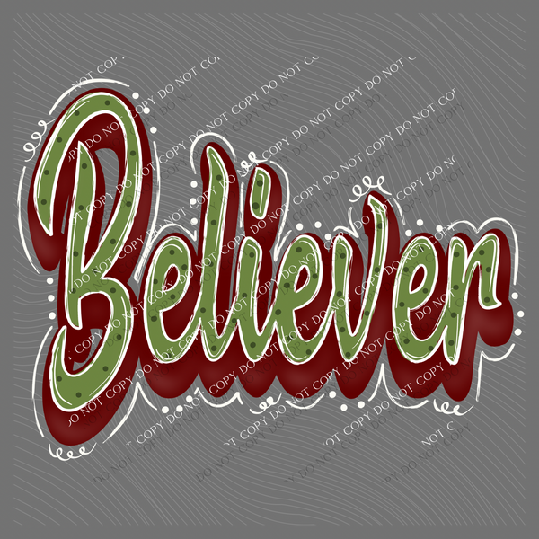Believer Retro Shadow Doodle Digital Design, PNG