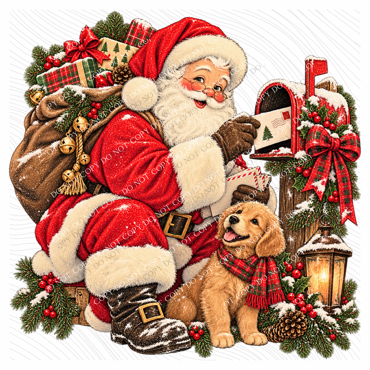 Mail Day Vintage Santa Digital Design, PNG