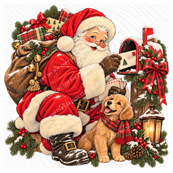 Mail Day Vintage Santa Digital Design, PNG