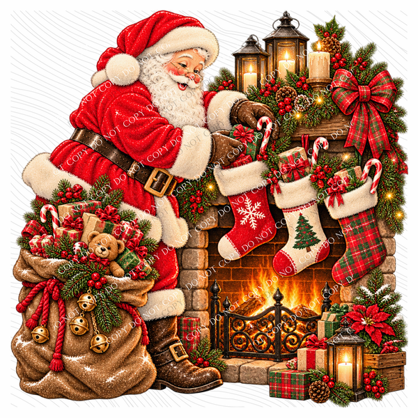 Stocking Stuffer Vintage Santa Digital Design, PNG