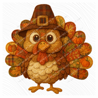 Cute Fall Turkey in 3D Quilted & Embroidery Style Digital Download, PNG