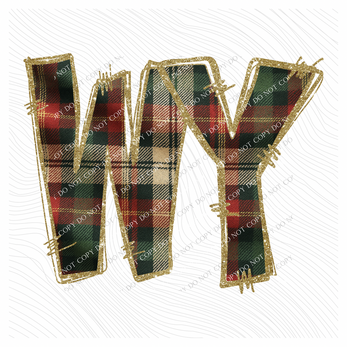 WY Wyoming Glitter & Plaid Digital Download, PNG