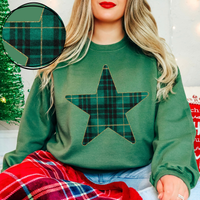 Star Green Plaid & Glitter Digital Download, PNG
