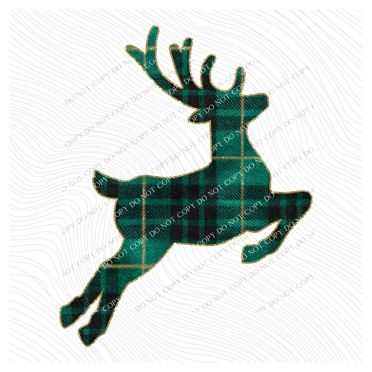 Reindeer Green Plaid & Glitter Digital Download, PNG