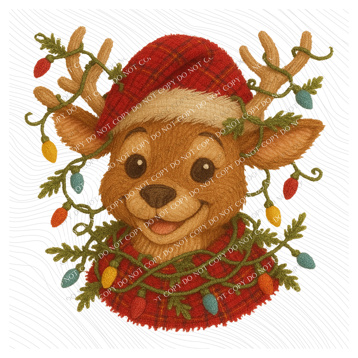 Reindeer Lights Plaid Knit Digital Download, PNG