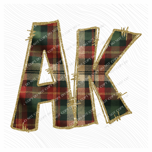 AK Alaska Glitter & Plaid Digital Download, PNG