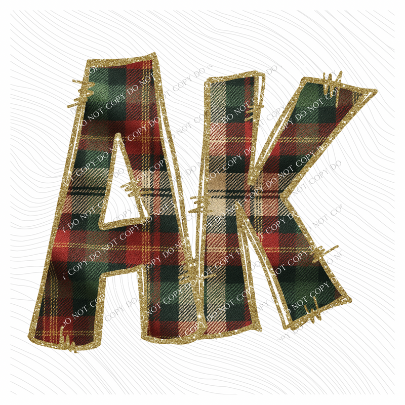 AK Alaska Glitter & Plaid Digital Download, PNG