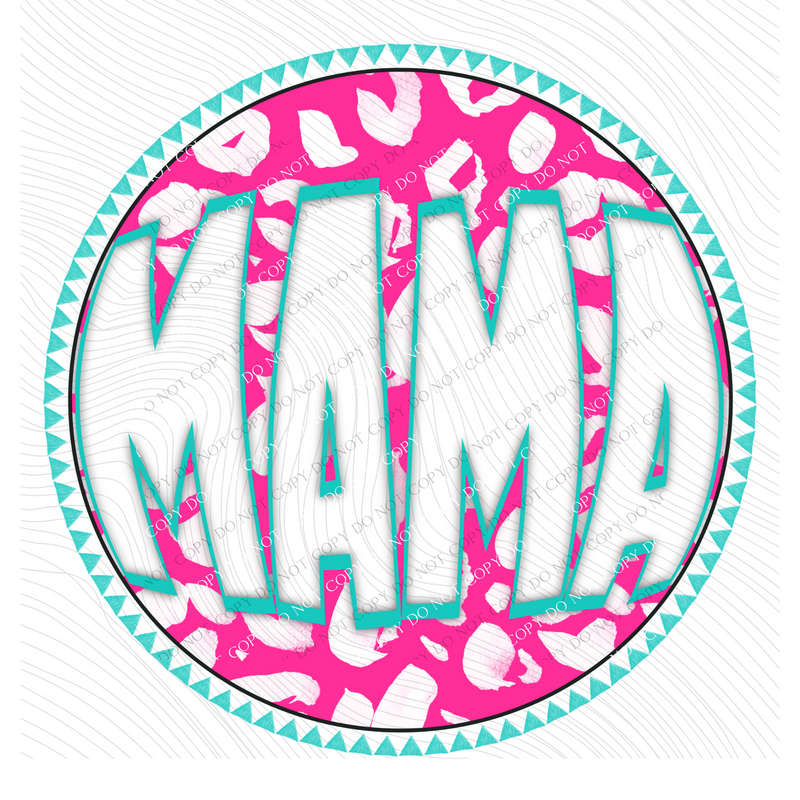 Mama Groovy Leopard Shadow & Non Shadow (both included) Cutout in Pink & Teal Digital Design, PNG