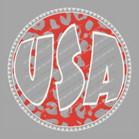 USA Groovy Leopard Cutout in Red & White Patriotic Digital Design, PNG