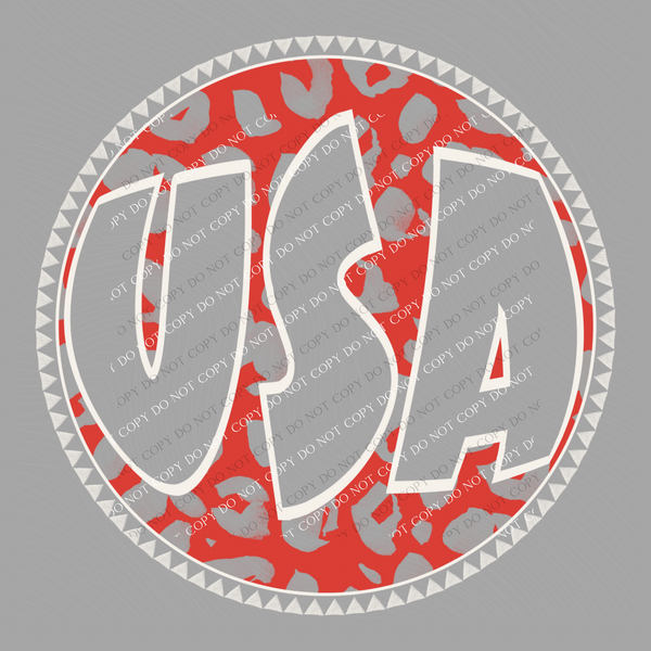 USA Groovy Leopard Cutout in Red & White Patriotic Digital Design, PNG