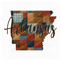 Arkansas Quilted Script State Digital Design, PNG